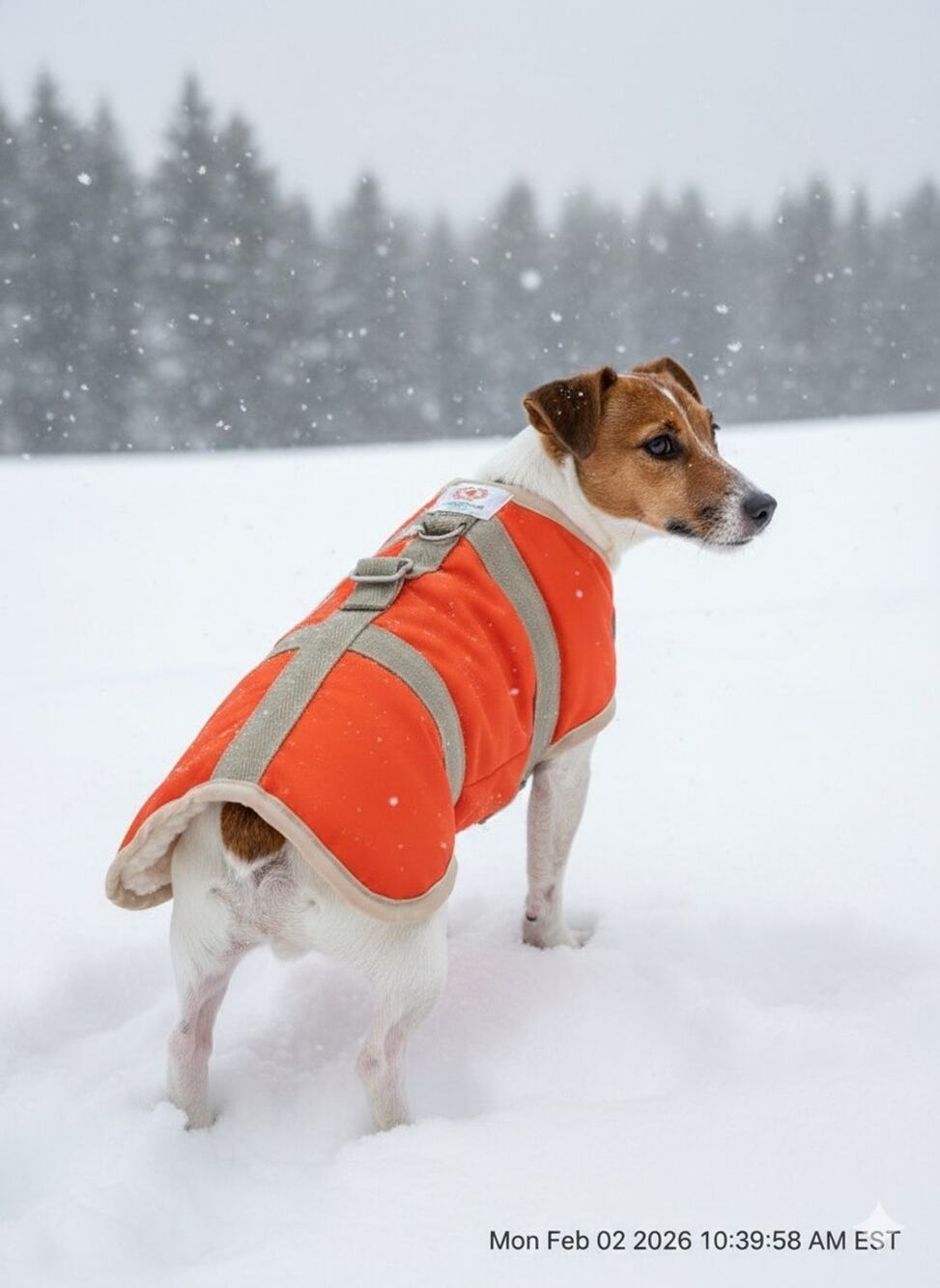 Canine Styles Size 12 Winter Dog Coat with Built In Harness Orange Sherpa Lined